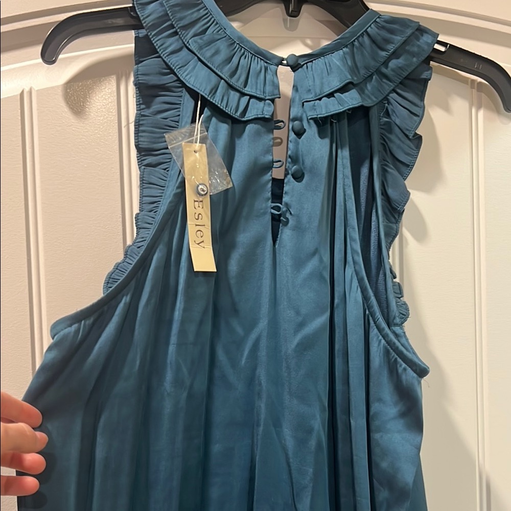 Esley Blue Ruffle Dress - Picture 6 of 7